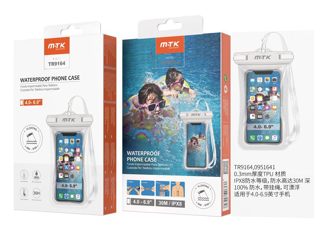 NR9270 RS Funda impermeable playa para Movil,valida para reconocimiento huella digital, Rosa